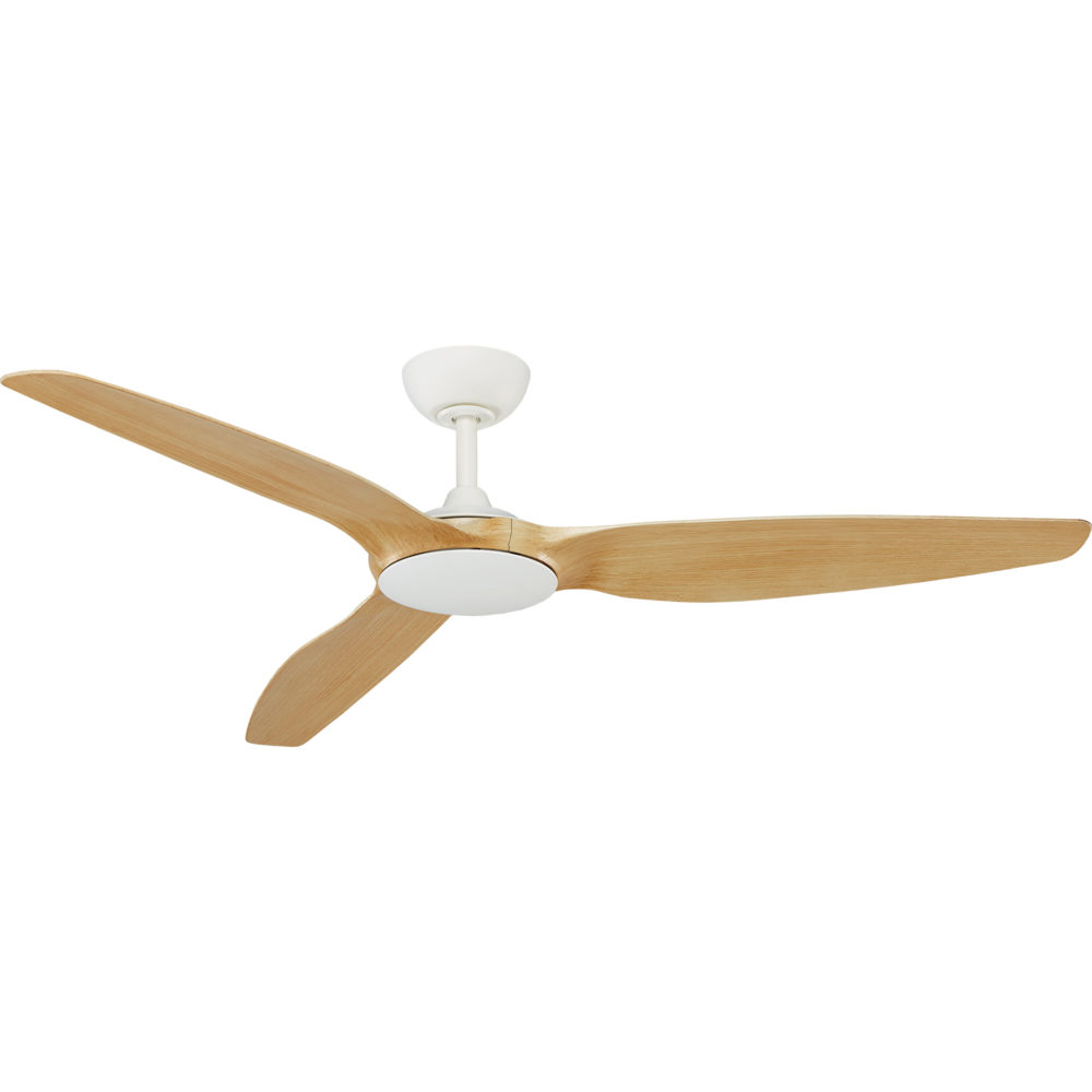60" Flume Ceiling Fan in Matte White with Natural blades