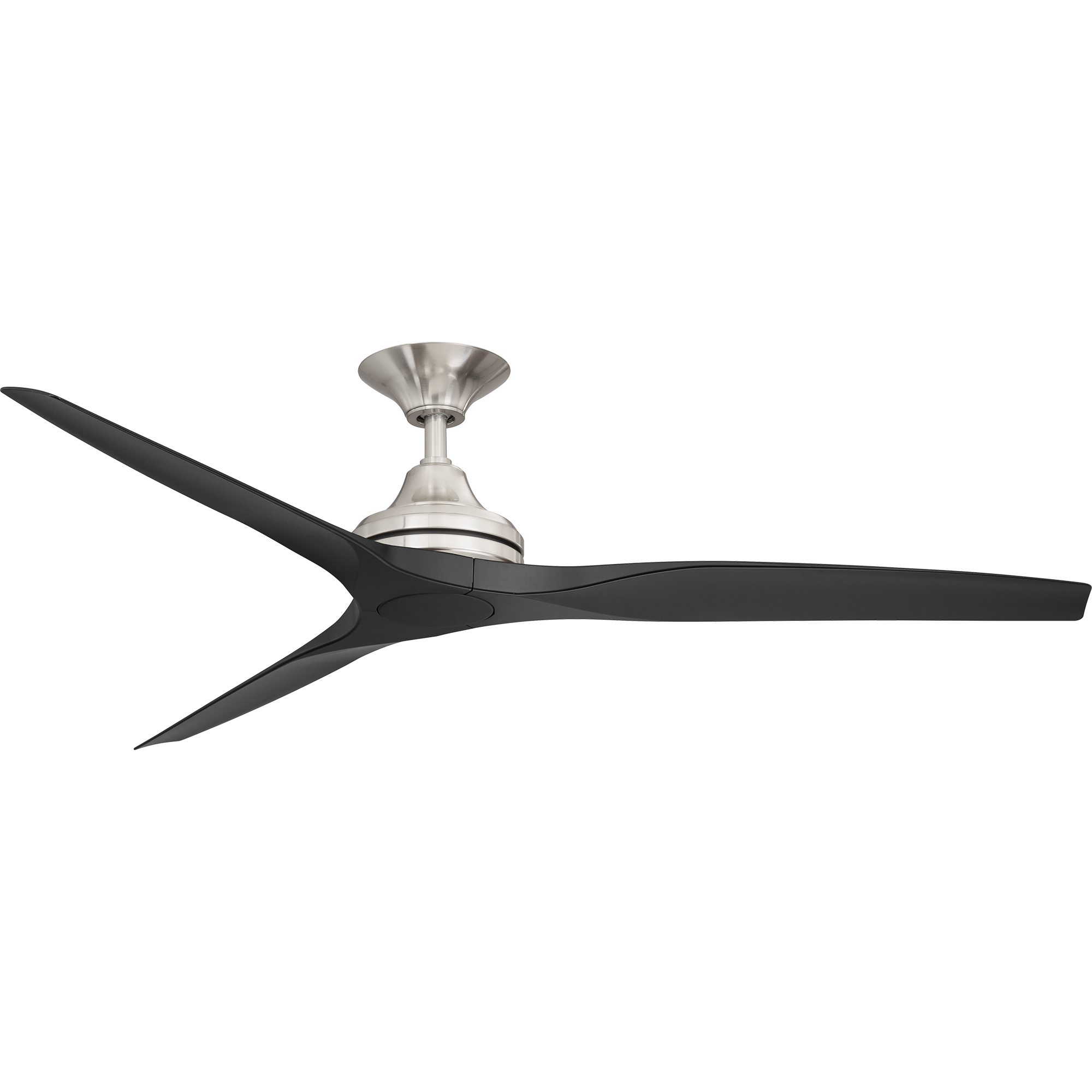 60" Spitfire ceiling fan in Brushed Nickel with Black polymer blades