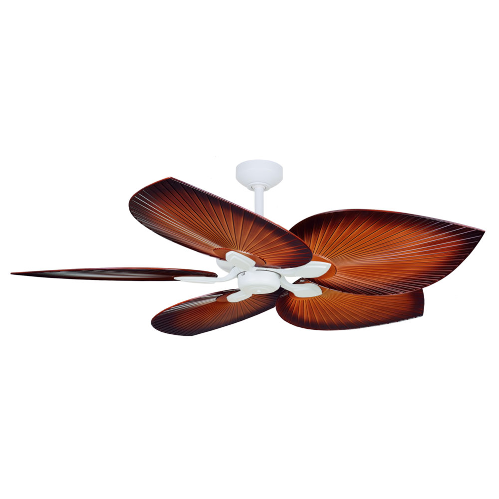 54" Tropicana Ceiling Fan in Matte White with Palm Brown polymer blades