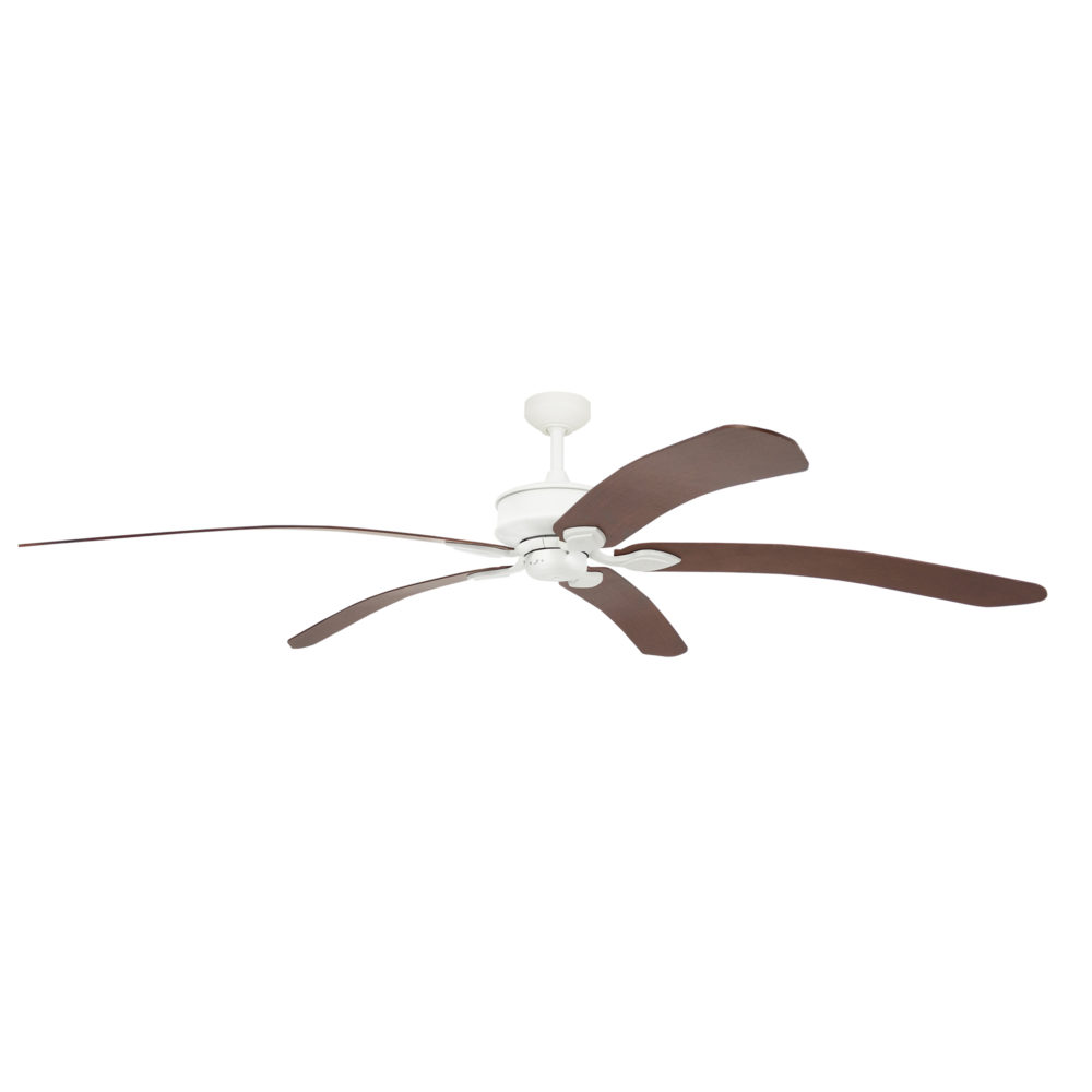 72" Tropicana Ceiling Fan in Matte White with Walnut blades