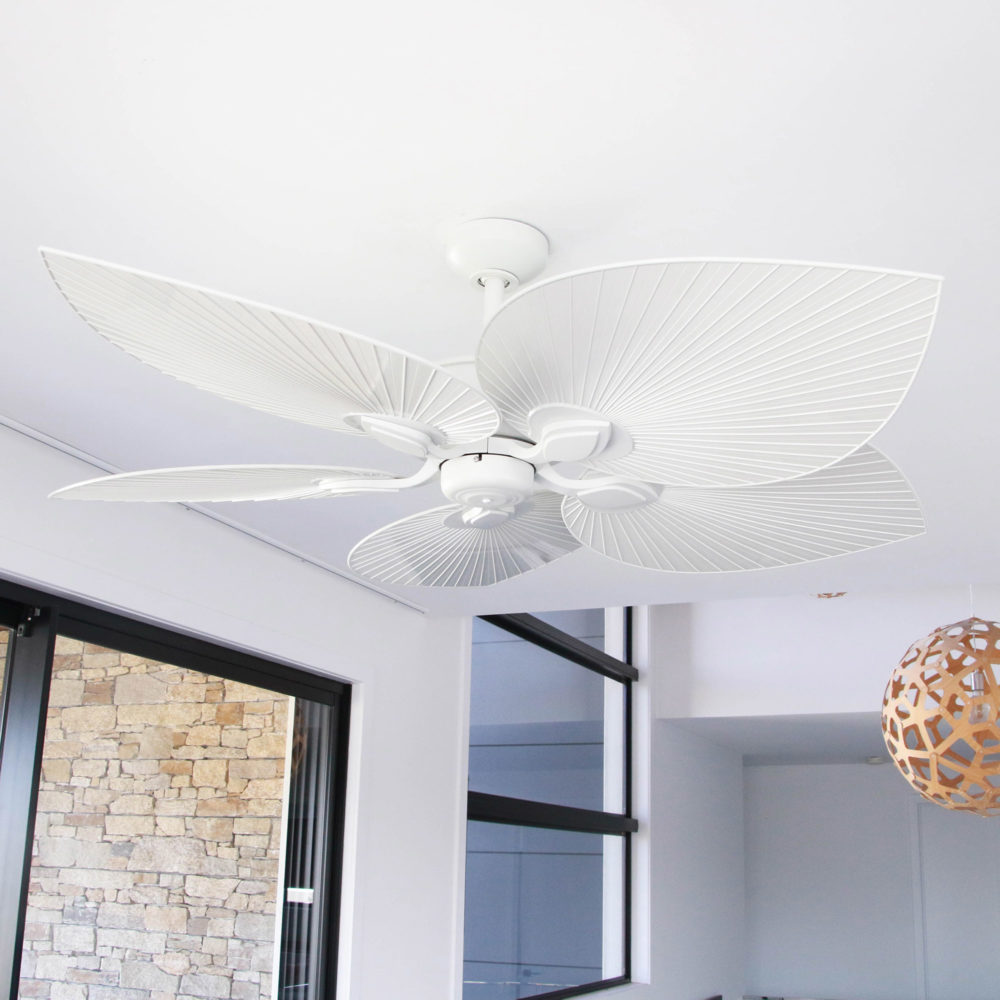 54" Tropicana Ceiling Fan in Matte White with White blades