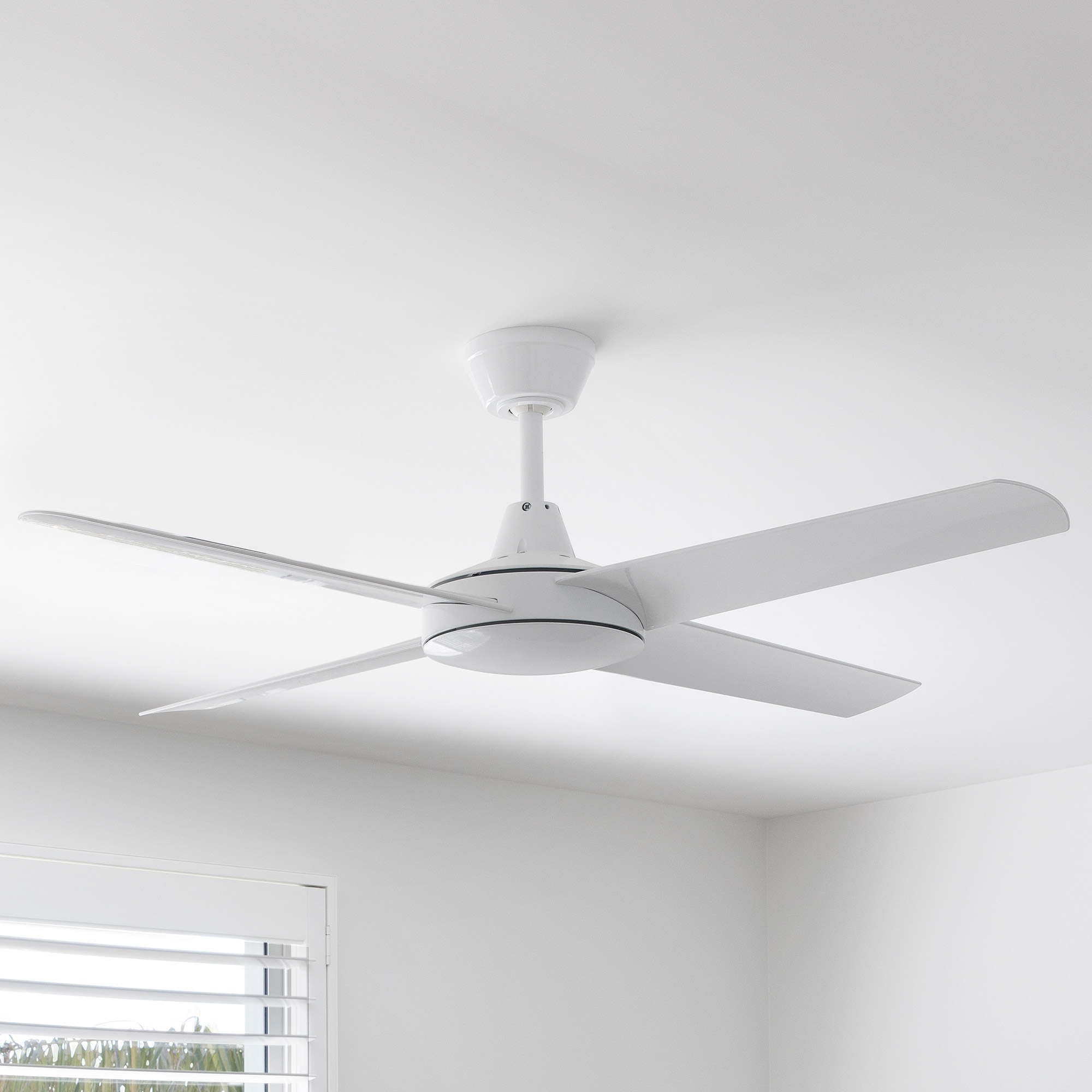52" Aspire White Ceiling Fan in Bedroom