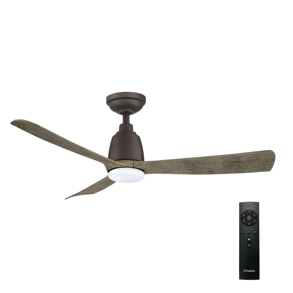 Kute 44" DC Ceiling Fan in Graphite with Weathered Wood blades & 14W LED Light