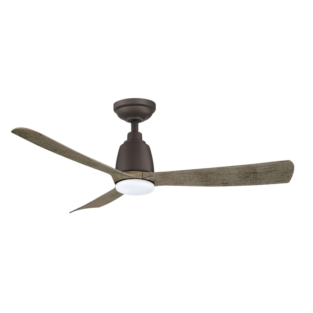 Kute 44" DC Ceiling Fan in Graphite with Weathered Wood blades & 14W LED Light