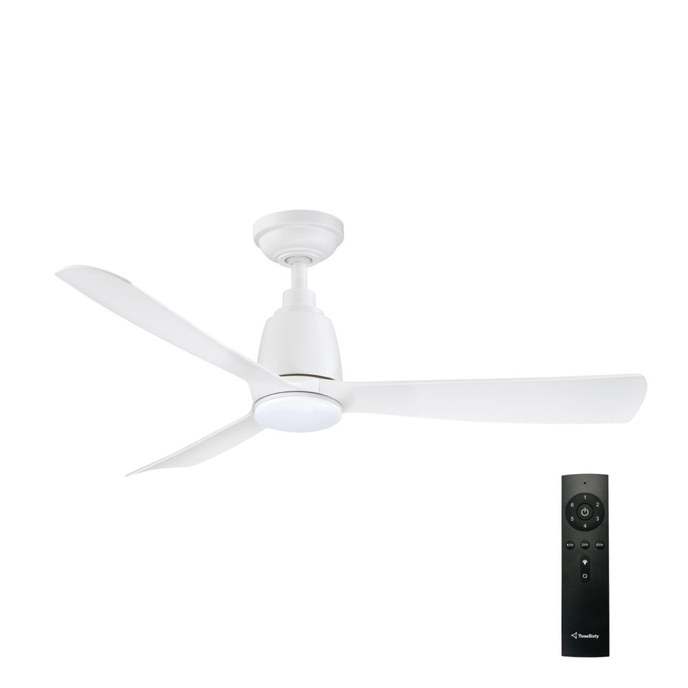 44" Kute DC Ceiling Fan in White with 14W LED Light