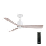 44" Kute DC Ceiling Fan in White with Washed Oak