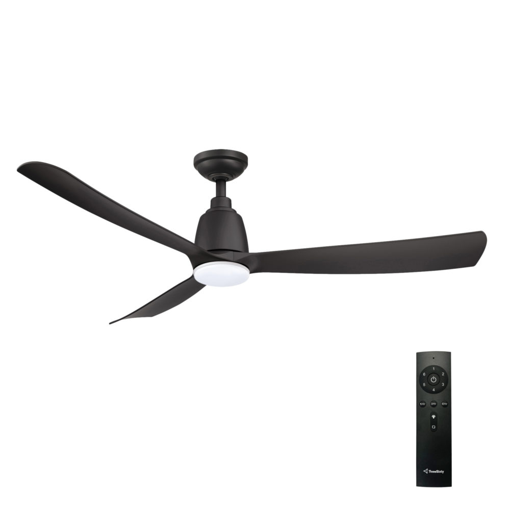 52" Kute DC Ceiling Fan in Black with 14W Dimmable LED Light