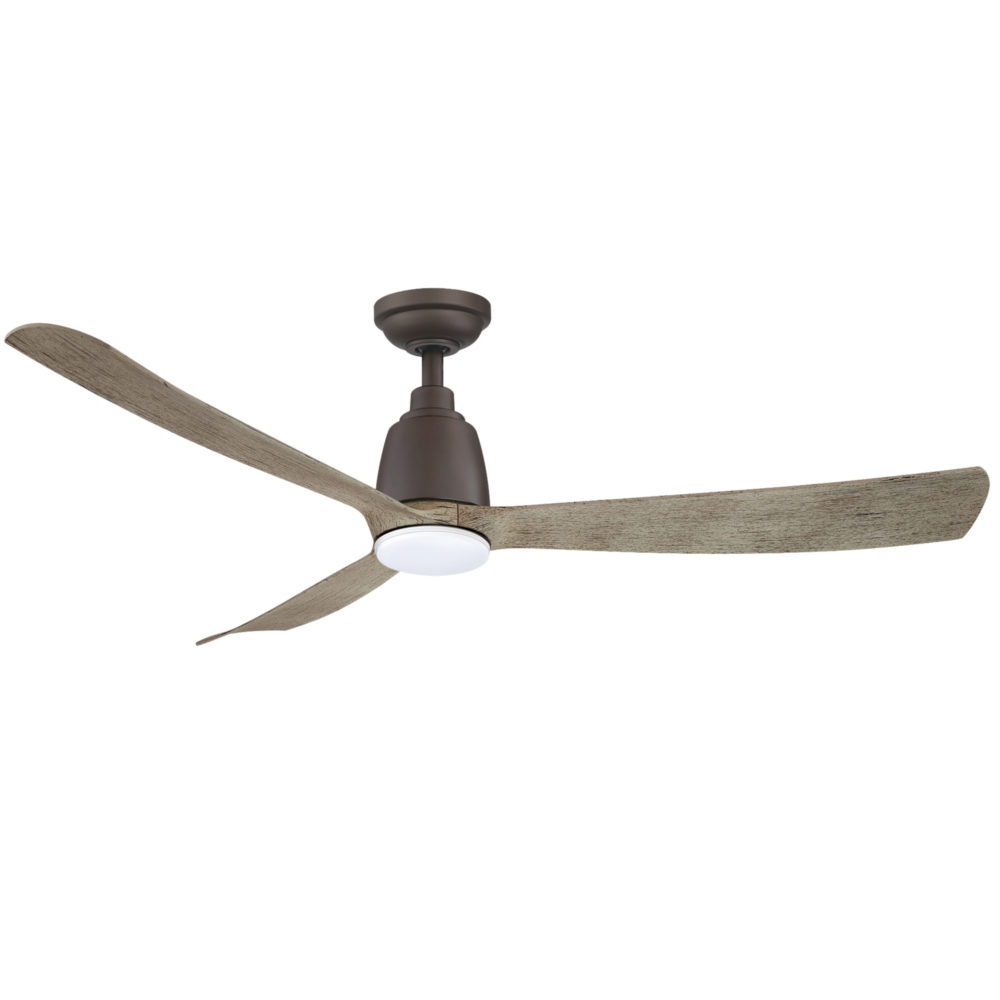 52" Kute DC Ceiling Fan in Graphite with Weathered Wood blades & 14W Dimmable LED Light