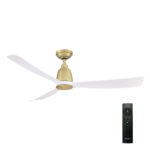 52" Kute DC Ceiling Fan in Satin Brass with White blades