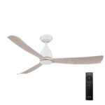 52" Kute DC Ceiling Fan in White with Washed Oak blades