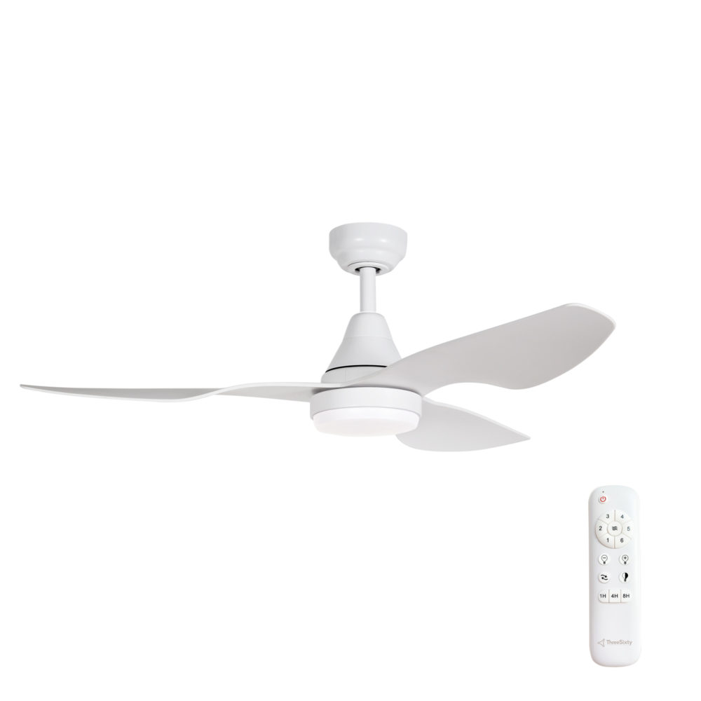 45" Simplicity DC Ceiling Fan in White with 18W LED Light & Remote Control