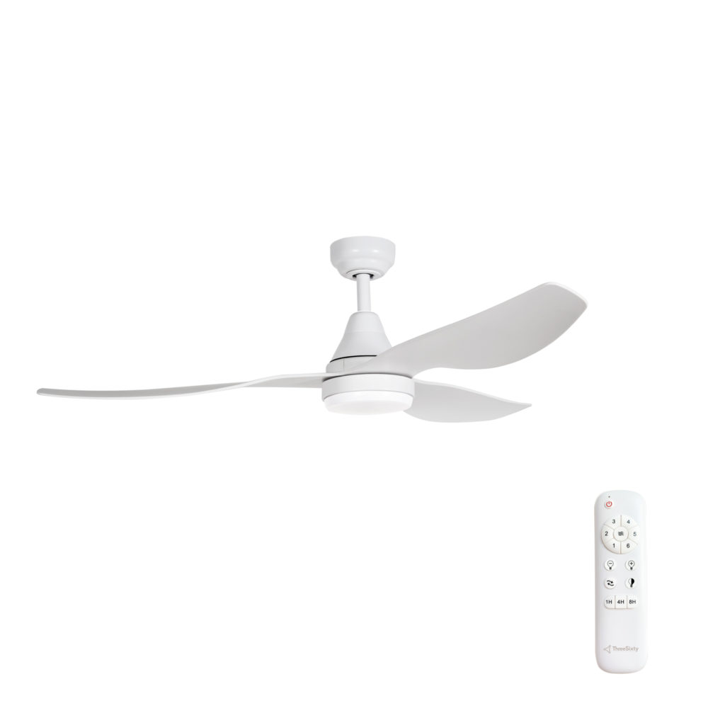 52" Simplicity DC Ceiling Fan in Matte White with 18W LED Light & Remote Control