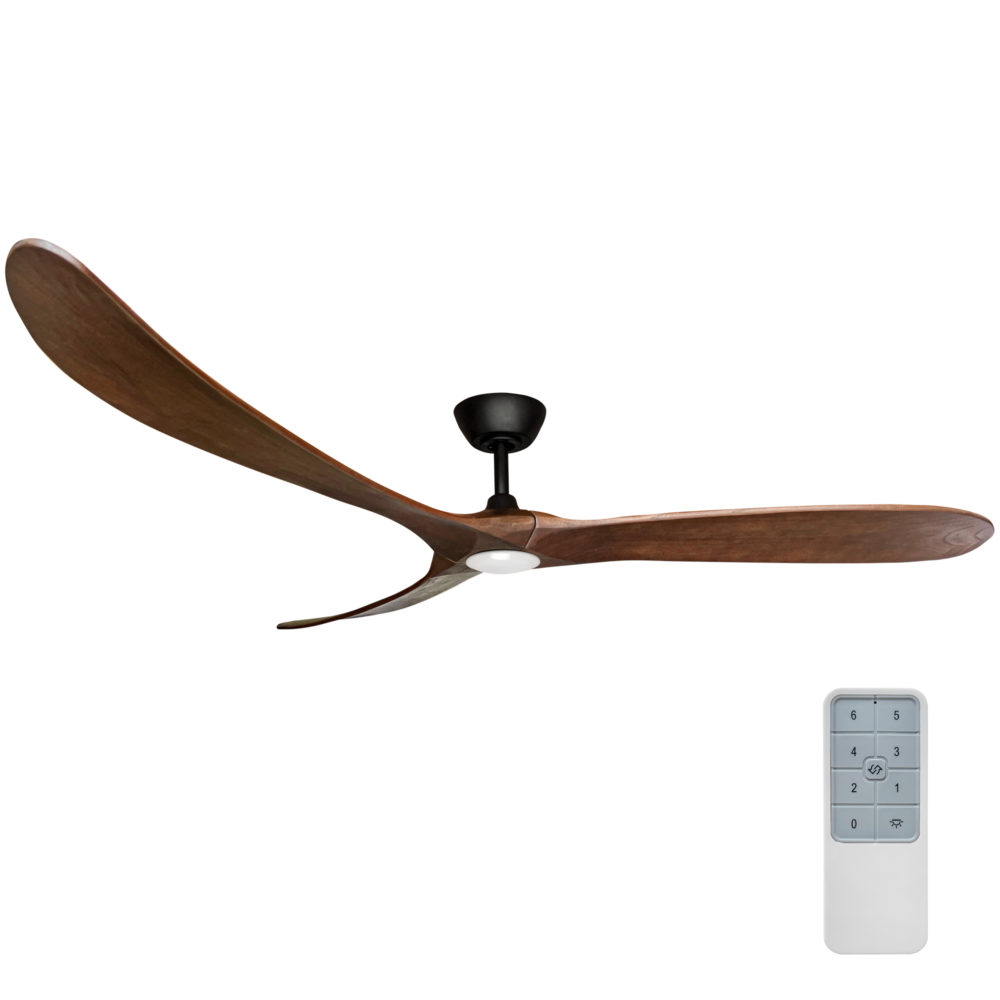 72" Timbr DC Ceiling Fan in Black with Walnut blades and 17W LED Light