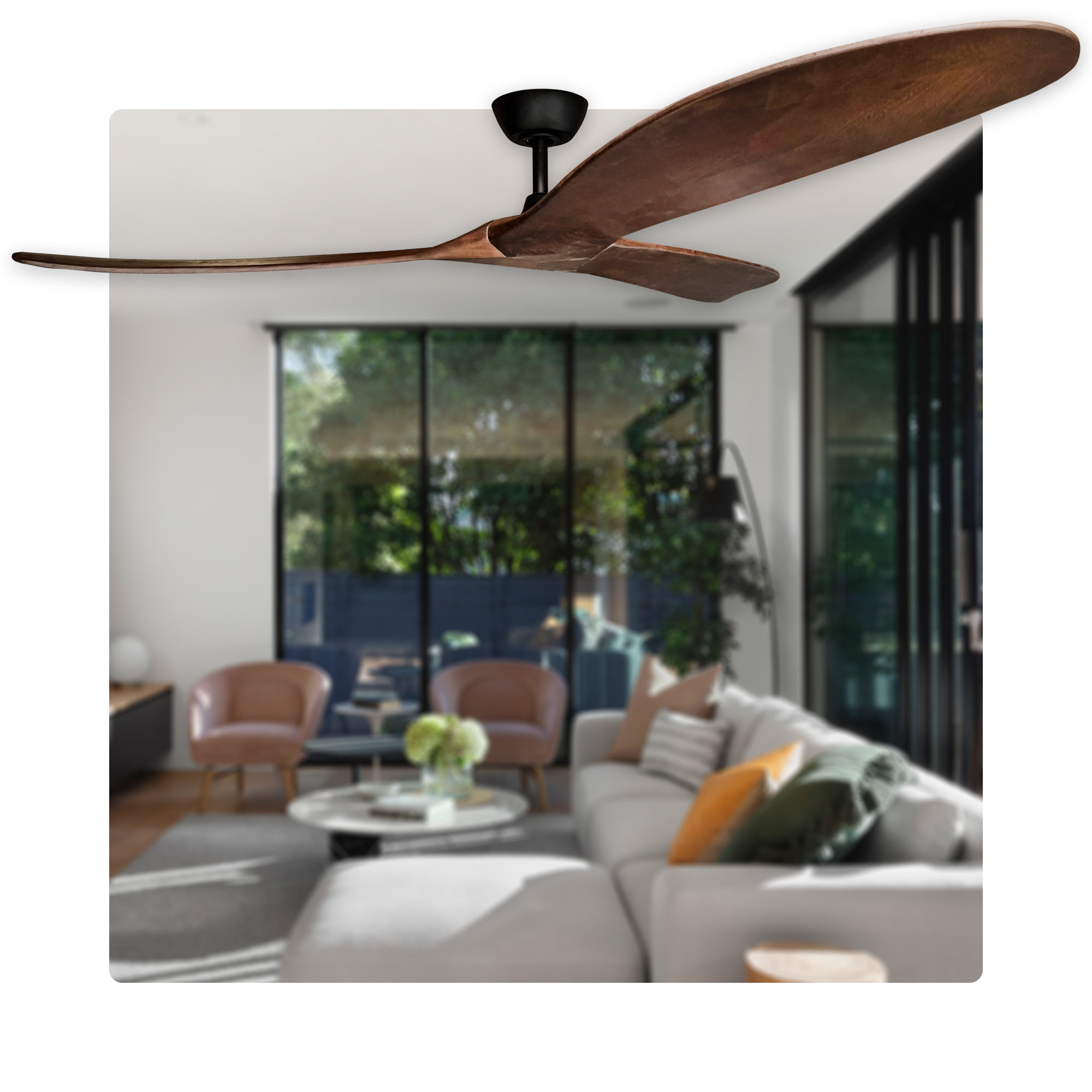 72" Timbr DC Ceiling Fan in Black with Walnut Blades