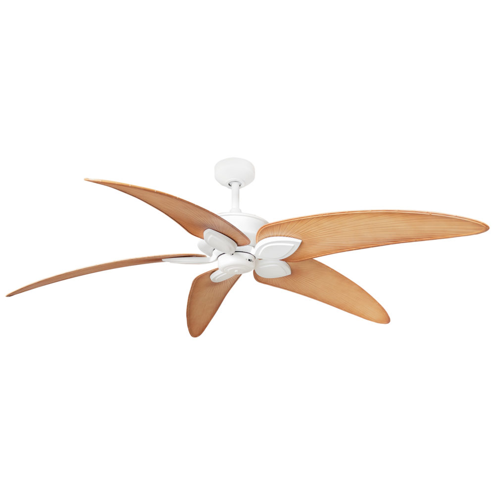 60" Tropicana Ceiling Fan in Matte White with Natural Tropical blades