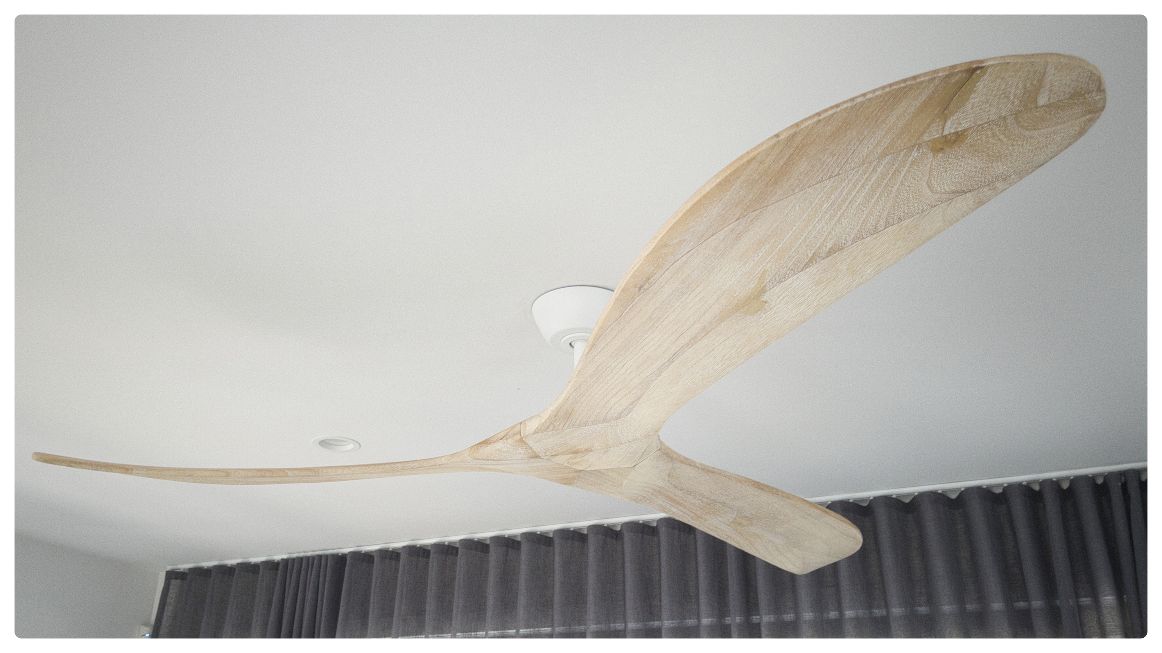 72" Timbr DC Ceiling Fan in Matte White with Weathered Oak blades