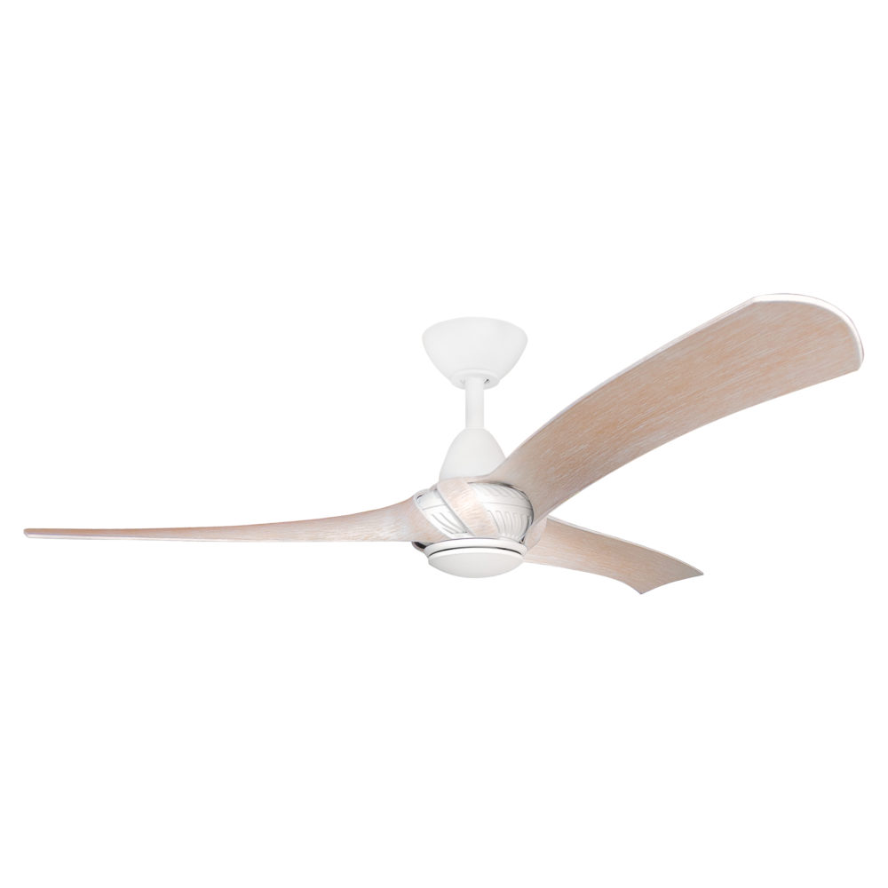 52" Arumi V2 Ceiling Fan in Matte White with Washed Oak Blades