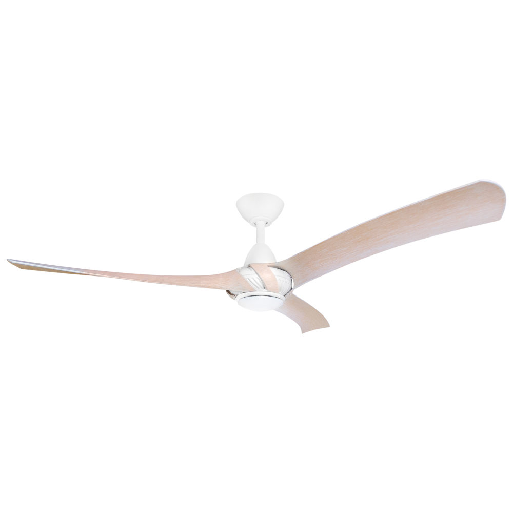 52" Arumi V2 Ceiling Fan in Matte White with Washed Oak Blades and 17W Dimmable LED Light