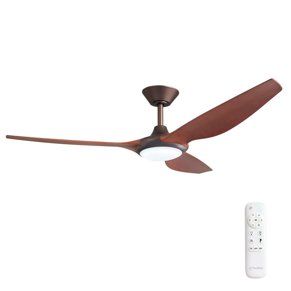 56" Delta DC Ceiling Fan in Oil-rubbed Bronze with Koa blades and 18W CCT LED Light