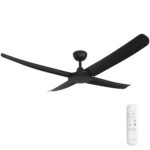 56" FlatJET (3/4/5) DC Ceiling Fan in Black (4 Blades)