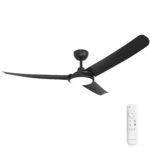 56" FlatJET (3/4/5) DC Ceiling Fan in Black with 24W LED Light (3 Blades)