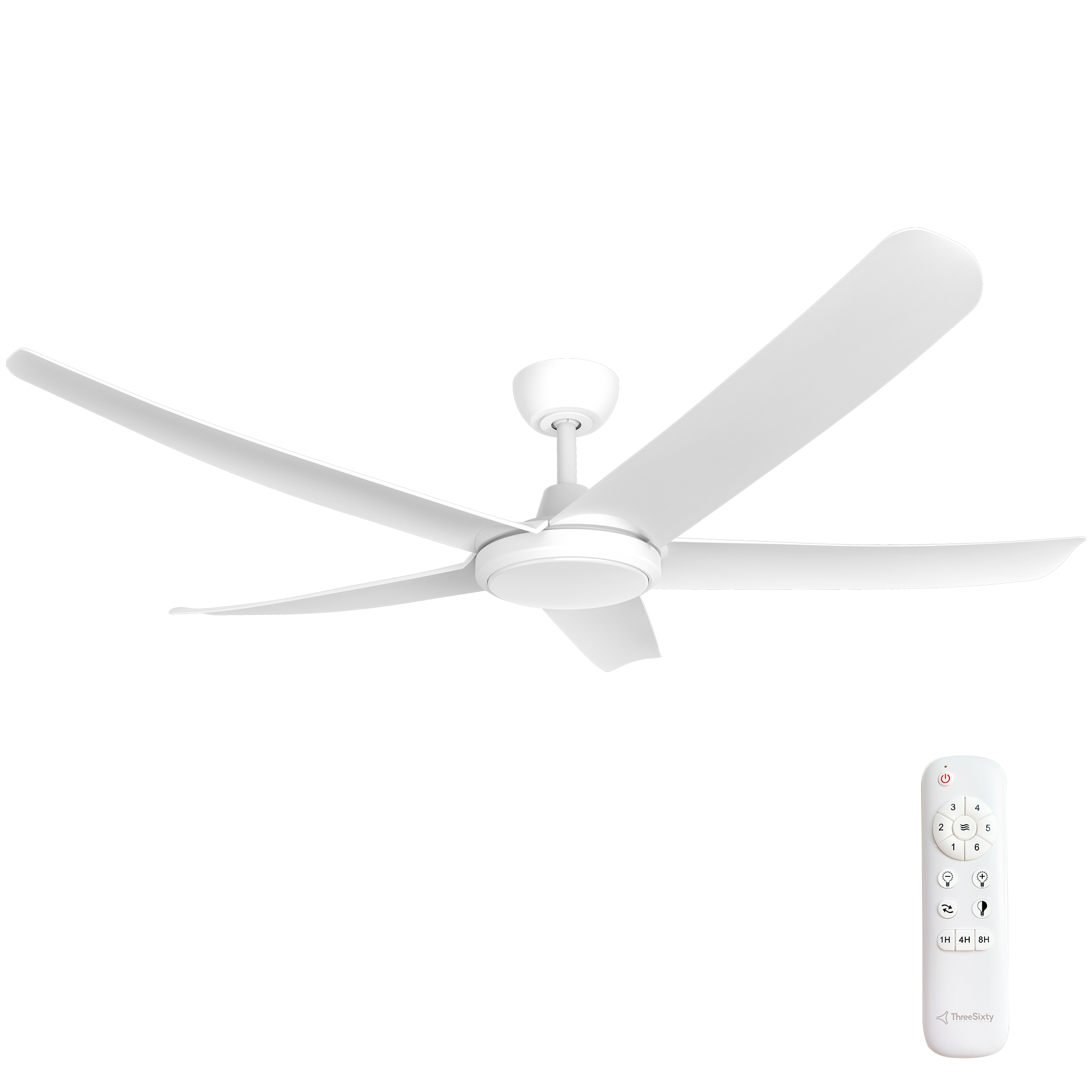 56" FlatJET (3/4/5) DC Ceiling Fan in White with 24W LED Light