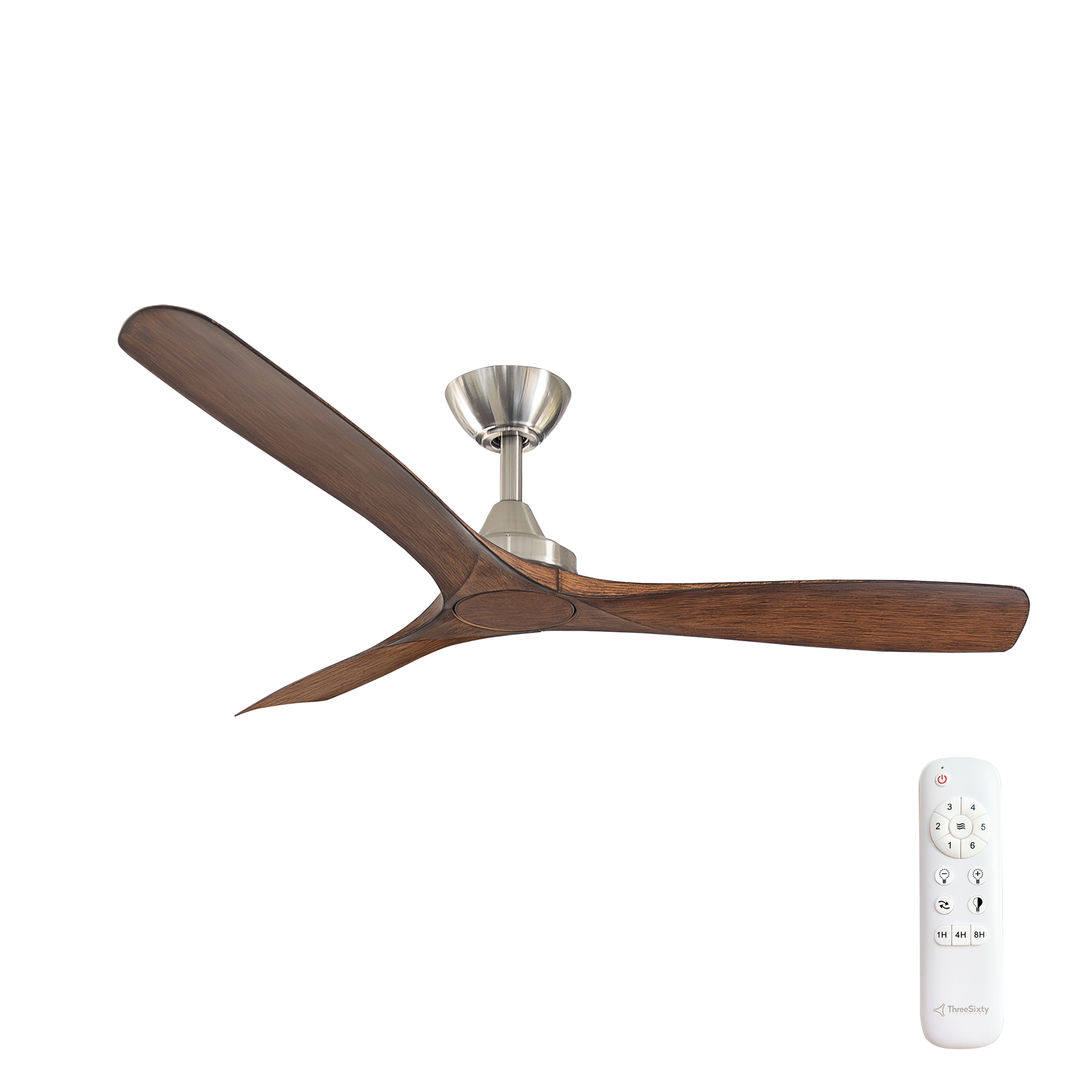 52" Spitfire DC Ceiling Fan in Brushed Nickel with Koa blades