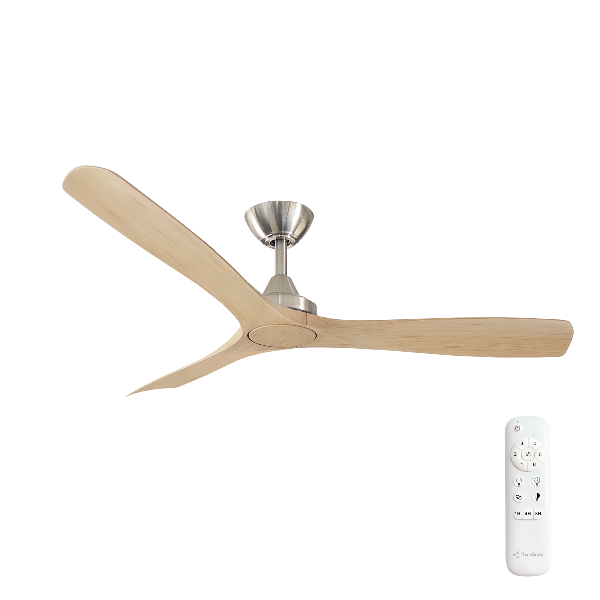 52" Spitfire DC Ceiling Fan in Brushed Nickel with Natural blades