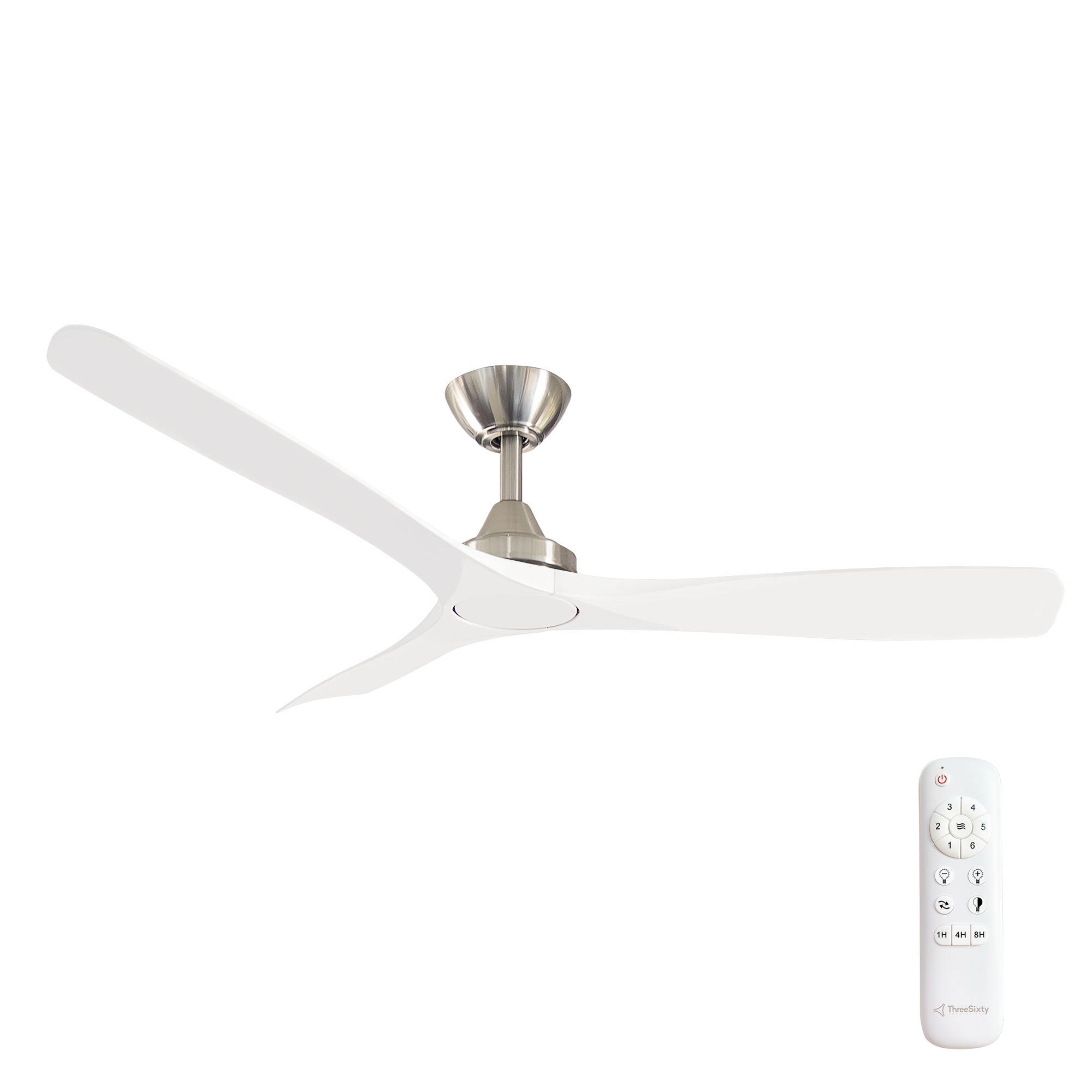 52" Spitfire DC Ceiling Fan in Brushed Nickel with White blades