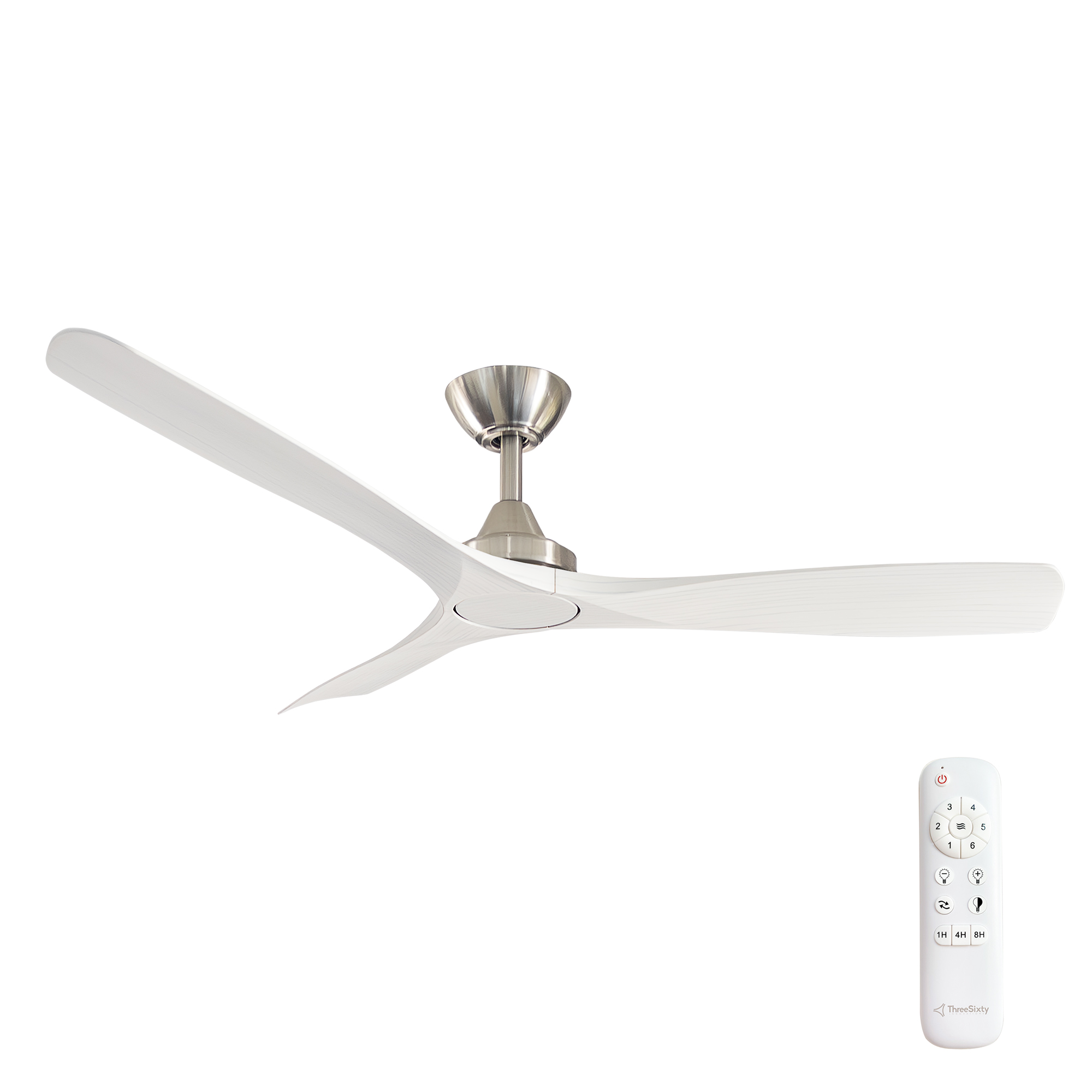 52" Spitfire DC Ceiling Fan in Brushed Nickel with White Wash blades