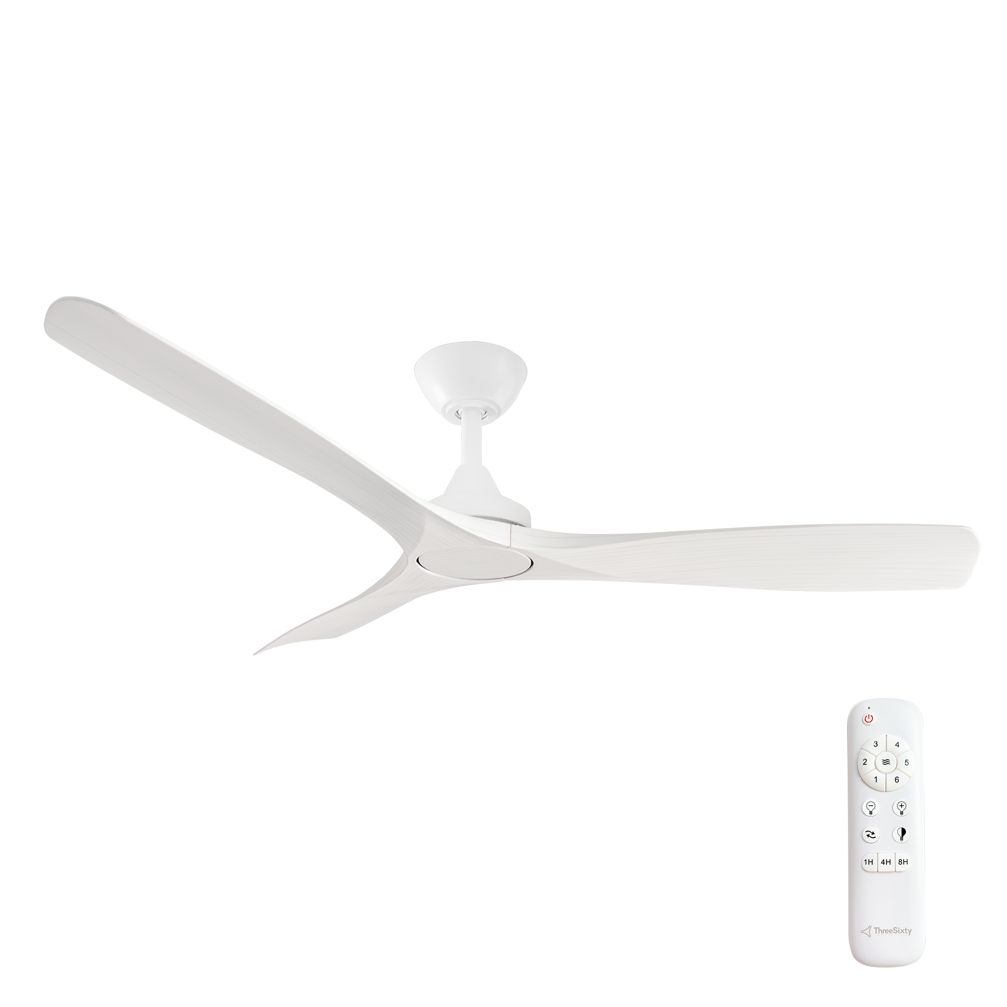 52" Spitfire DC Ceiling Fan in Matte White with White Wash blades