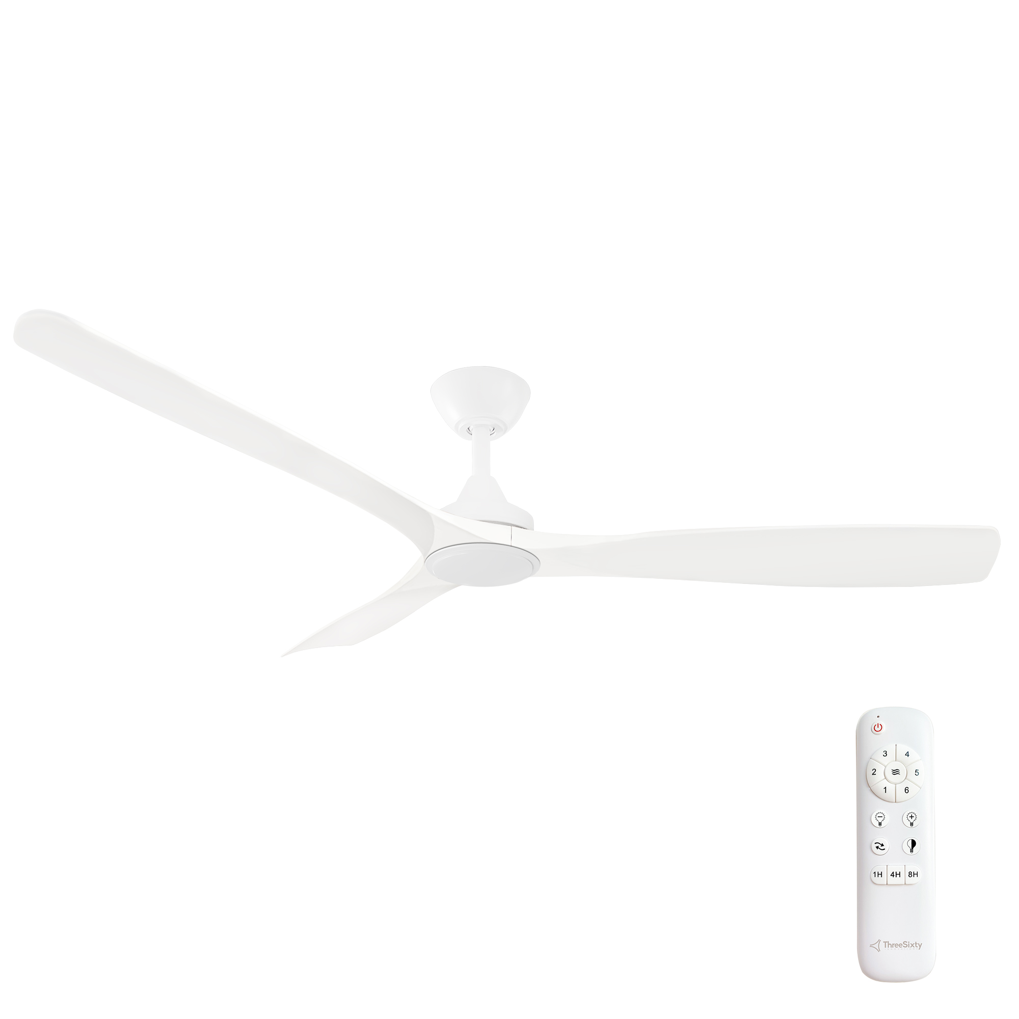 60" Spitfire DC Ceiling Fan in Matte White with White blades and 18W LED Light