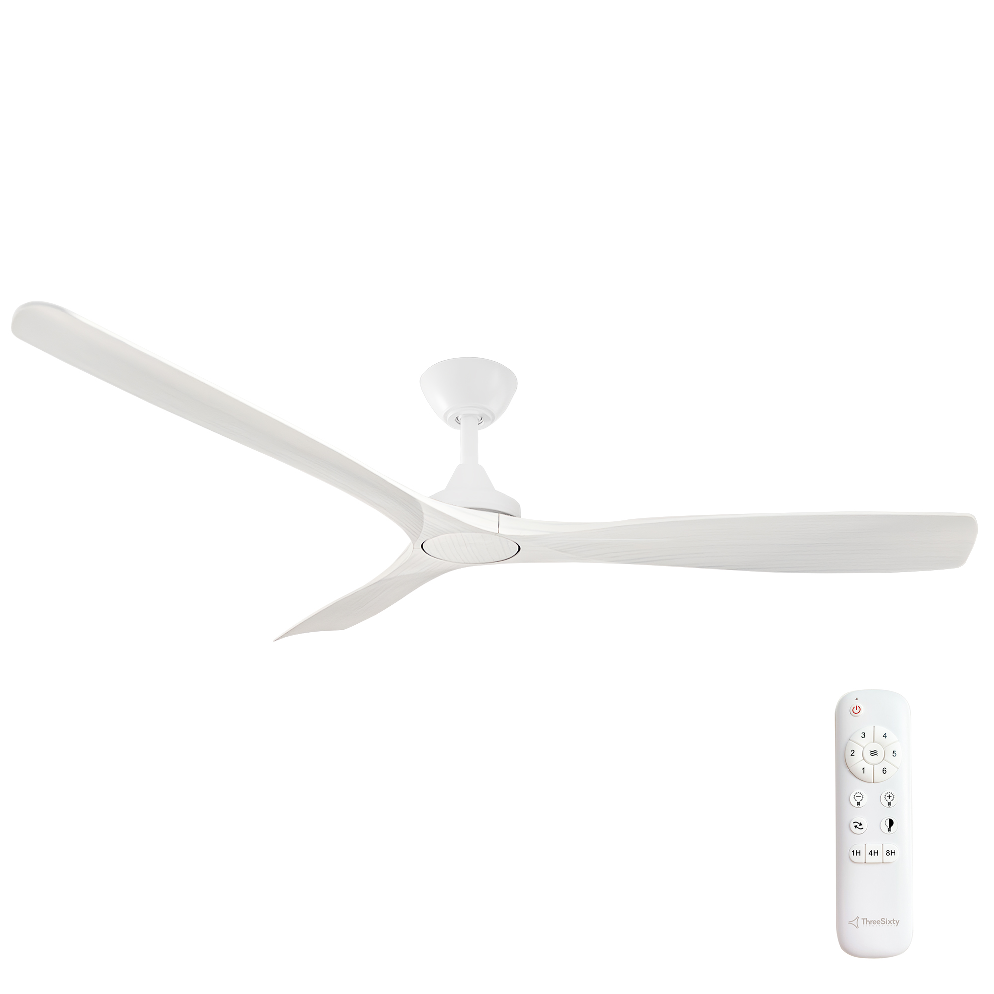 60" Spitfire DC Ceiling Fan in Matte White with White Wash blades