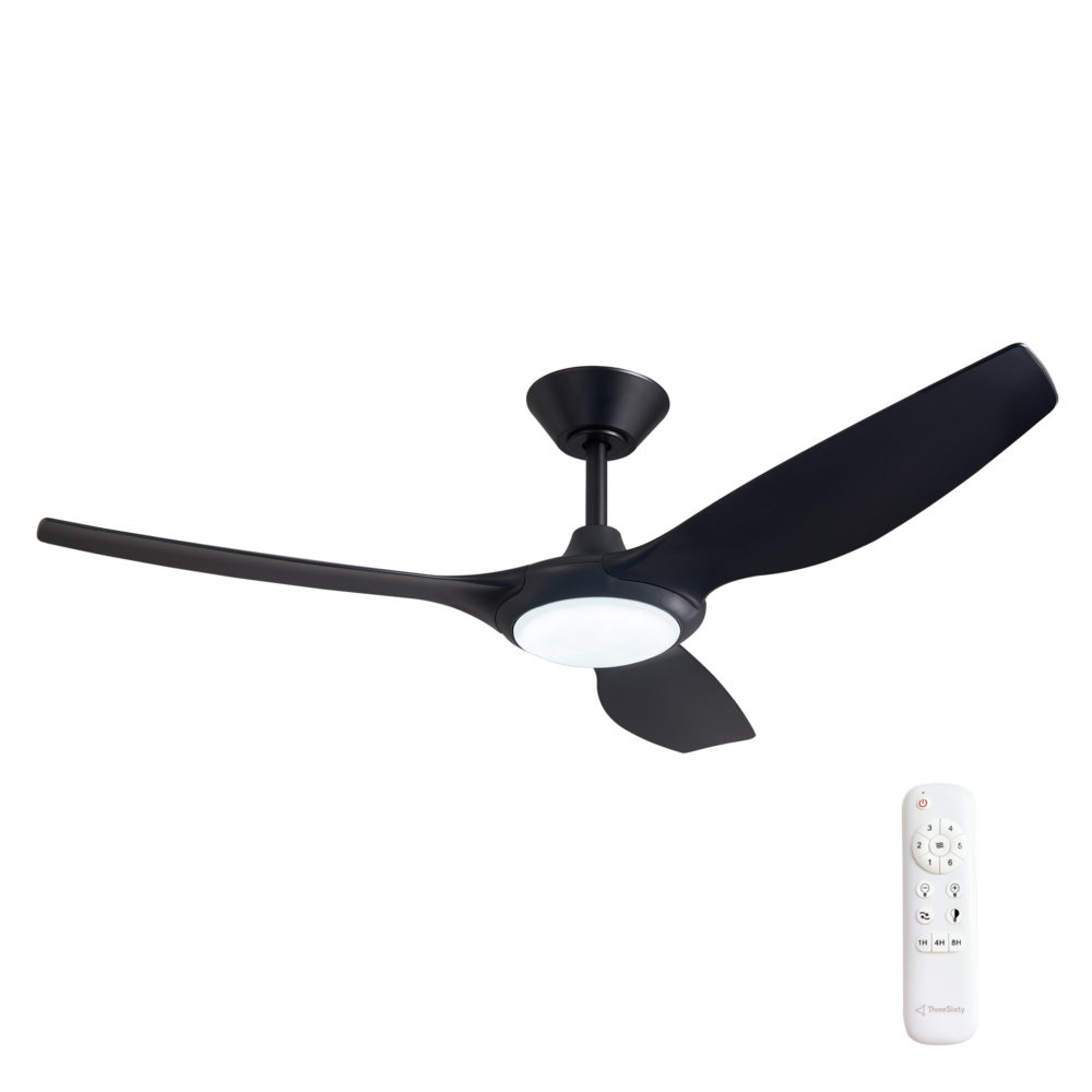 52" Delta DC Ceiling Fan in Black with 18W CCT LED Light