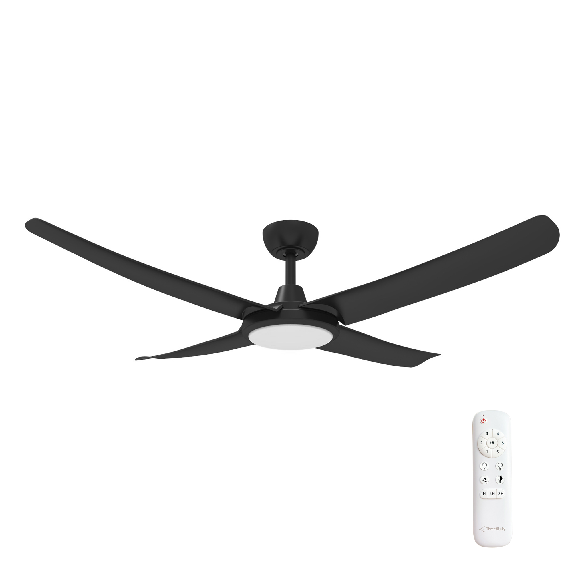 52" FlatJET DC Ceiling Fan in Black with 24W Dimmable CCT LED Light (4 Blades)